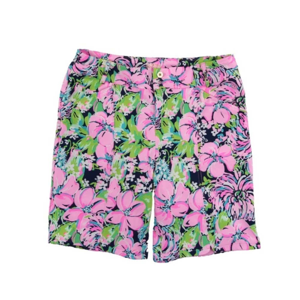 Lilly Pulitzer Golf Shorts Women's Size 6 Pink Green Floral Stretch